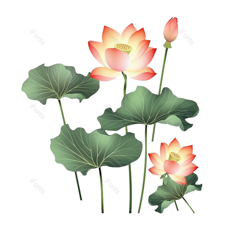 粉红色的花图片,白色背景元素,莲花PNG,免抠素材